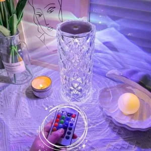 چراغ شب خواب و آباژور کریستالی ریموت دار
