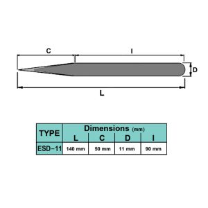 پنس تکی آنتی استاتیک نوک تیز باریک مدل ESD-11